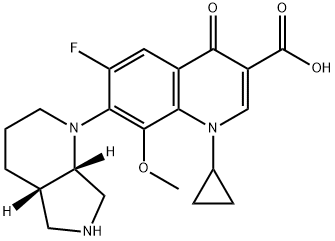 3-Quinolinecarboxylic acid, 1-cyclopropyl-6-fluoro-1,4-dihydro-8-methoxy-7-[(4aS,7aS)-octahydro-1H-pyrrolo[3,4-b]pyridin-1-yl]-4-oxo- Struktur