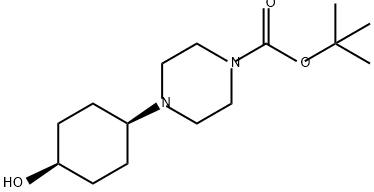 1-Piperazinecarboxylic acid, 4-(cis-4-hydroxycyclohexyl)-, 1,1-dimethylethyl ester Struktur