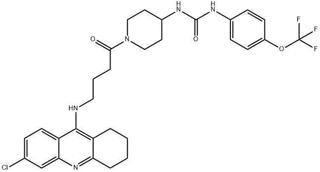 Urea, N-[1-[4-[(6-chloro-1,2,3,4-tetrahydro-9-acridinyl)amino]-1-oxobutyl]-4-piperidinyl]-N'-[4-(trifluoromethoxy)phenyl]- Struktur