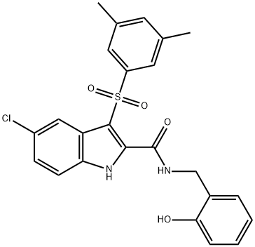 1H-Indole-2-carboxamide, 5-chloro-3-[(3,5-dimethylphenyl)sulfonyl]-N-[(2-hydroxyphenyl)methyl]- Struktur