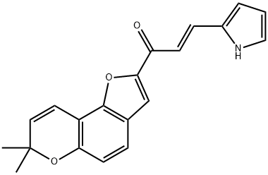 2-Propen-1-one, 1-(7,7-dimethyl-7H-furo[2,3-f][1]benzopyran-2-yl)-3-(1H-pyrrol-2-yl)-, (2E)- Struktur