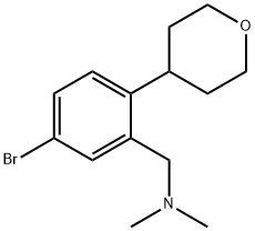 Benzenemethanamine, 5-bromo-N,N-dimethyl-2-(tetrahydro-2H-pyran-4-yl)- Struktur