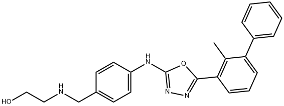 Ethanol, 2-[[[4-[[5-(2-methyl[1,1'-biphenyl]-3-yl)-1,3,4-oxadiazol-2-yl]amino]phenyl]methyl]amino]- Struktur