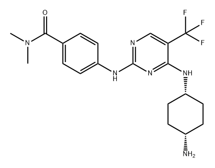 Benzamide, 4-[[4-[(cis-4-aminocyclohexyl)amino]-5-(trifluoromethyl)-2-pyrimidinyl]amino]-N,N-dimethyl- Struktur