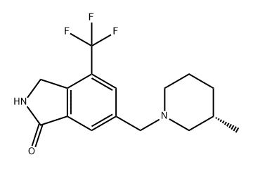 1H-Isoindol-1-one, 2,3-dihydro-6-[[(3S)-3-methyl-1-piperidinyl]methyl]-4-(trifluoromethyl)- Struktur