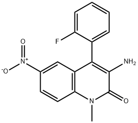 2(1H)-Quinolinone, 3-amino-4-(2-fluorophenyl)-1-methyl-6-nitro- Struktur