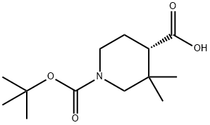 1,4-Piperidinedicarboxylic acid, 3,3-dimethyl-, 1-(1,1-dimethylethyl) ester, (4S)- Struktur