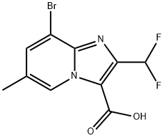 8-Bromo-2-(difluoromethyl)-6-methylimidazo[1,2-a]pyridine-3-carboxylic acid Struktur