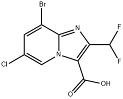 8-Bromo-6-chloro-2-(difluoromethyl)imidazo[1,2-a]pyridine-3-carboxylic acid Struktur