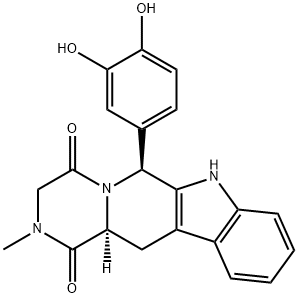 Pyrazino[1',2':1,6]pyrido[3,4-b]indole-1,4-dione, 6-(3,4-dihydroxyphenyl)-2,3,6,7,12,12a-hexahydro-2-methyl-, (6S,12aS)- Struktur