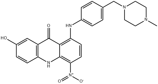 9(10H)-Acridinone, 7-hydroxy-1-[[4-[(4-methyl-1-piperazinyl)methyl]phenyl]amino]-4-nitro- Struktur