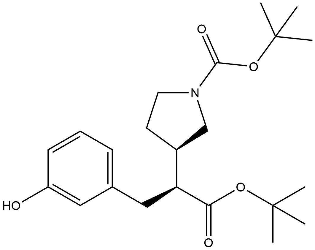 1,1-Dimethylethyl (αS,3R)-1-[(1,1-dimethylethoxy)carbonyl]-α-[(3-hydroxyphenyl)methyl]-3-pyrrolidineacetate Struktur