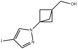 Bicyclo[1.1.1]pentane-1-methanol, 3-(4-iodo-1H-pyrazol-1-yl)- Struktur