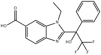 1H-Benzimidazole-6-carboxylic acid, 1-ethyl-2-(2,2,2-trifluoro-1-hydroxy-1-phenylethyl)- Struktur