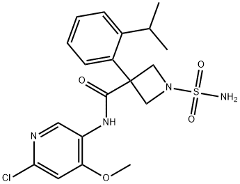 3-Azetidinecarboxamide, 1-(aminosulfonyl)-N-(6-chloro-4-methoxy-3-pyridinyl)-3-[2-(1-methylethyl)phenyl]- Struktur