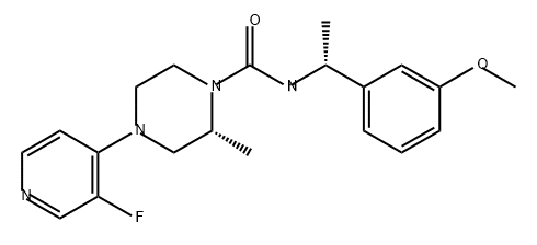 1-Piperazinecarboxamide, 4-(3-fluoro-4-pyridinyl)-N-[(1R)-1-(3-methoxyphenyl)ethyl]-2-methyl-, (2R)- Struktur