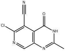 Pyrido[3,4-d]pyrimidine-5-carbonitrile, 6-chloro-3,4-dihydro-2-methyl-4-oxo- Struktur