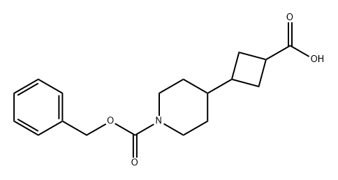 1-Piperidinecarboxylic acid, 4-(3-carboxycyclobutyl)-, 1-(phenylmethyl) ester Struktur