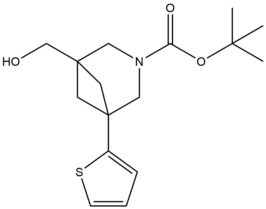 tert-butyl 1-(hydroxymethyl)-5-(2-thienyl)-3-azabicyclo[3.1.1]heptane-3-carboxylate Struktur