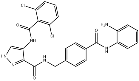 1H-Pyrazole-3-carboxamide, N-[[4-[[(2-aminophenyl)amino]carbonyl]phenyl]methyl]-4-[(2,6-dichlorobenzoyl)amino]- Struktur