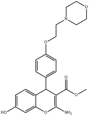 4H-1-Benzopyran-3-carboxylic acid, 2-amino-7-hydroxy-4-[4-[2-(4-morpholinyl)ethoxy]phenyl]-, methyl ester Struktur