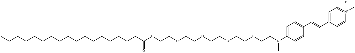 Pyridinium, 1-methyl-4-[(1E)-2-[4-[methyl(16-oxo-3,6,9,12,15-pentaoxatritriacont-1-yl)amino]phenyl]ethenyl]-, iodide (1:1) Struktur