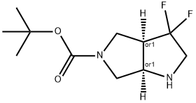 Pyrrolo[3,4-b]pyrrole-5(1H)-carboxylic acid, 3,3-difluorohexahydro-, 1,1-dimethylethyl ester, (3aR,6aR)-rel- Struktur