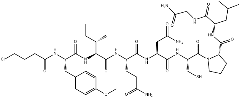 N-(4-Chloro-1-oxobutyl)-O-methyl-L-tyrosyl-L-isoleucyl-L-glutaminyl-L-asparaginyl-L-cysteinyl-L-prolyl-L-leucylglycinamide Struktur