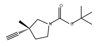 1-Pyrrolidinecarboxylic acid, 3-ethynyl-3-methyl-, 1,1-dimethylethyl ester, (3R)- Struktur