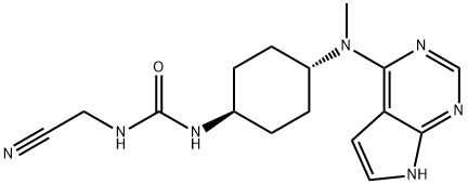 Urea, N-(cyanomethyl)-N'-[trans-4-(methyl-7H-pyrrolo[2,3-d]pyrimidin-4-ylamino)cyclohexyl]- Struktur