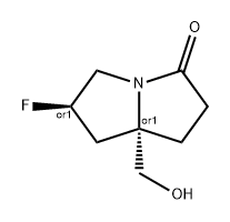 3H-Pyrrolizin-3-one, 6-fluorohexahydro-7a-(hydroxymethyl)-, (6R,7aS)-rel- Struktur