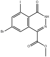 1-Phthalazinecarboxylic acid, 7-bromo-3,4-dihydro-5-iodo-4-oxo-, methyl ester Struktur