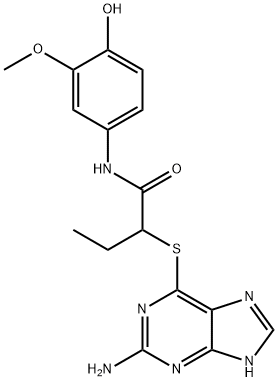 Butanamide, 2-[(2-amino-9H-purin-6-yl)thio]-N-(4-hydroxy-3-methoxyphenyl)- Structure