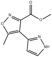 3-Isoxazolecarboxylic acid, 5-methyl-4-(1H-pyrazol-3-yl)-, methyl ester Struktur