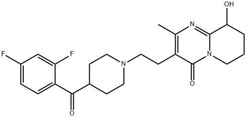 4H-Pyrido[1,2-a]pyrimidin-4-one, 3-[2-[4-(2,4-difluorobenzoyl)-1-piperidinyl]ethyl]-6,7,8,9-tetrahydro-9-hydroxy-2-methyl- Struktur