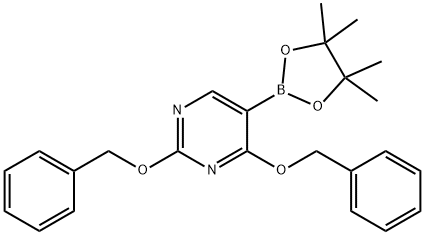 Pyrimidine, 2,4-bis(phenylmethoxy)-5-(4,4,5,5-tetramethyl-1,3,2-dioxaborolan-2-yl)- Struktur