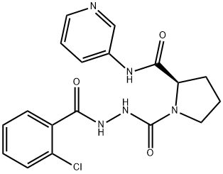 1-Pyrrolidinecarboxylic acid, 2-[(3-pyridinylamino)carbonyl]-, 2-(2-chlorobenzoyl)hydrazide, (2R)- Struktur