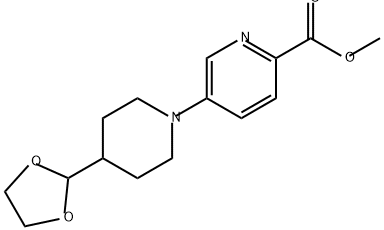 2-Pyridinecarboxylic acid, 5-[4-(1,3-dioxolan-2-yl)-1-piperidinyl]-, methyl ester Struktur