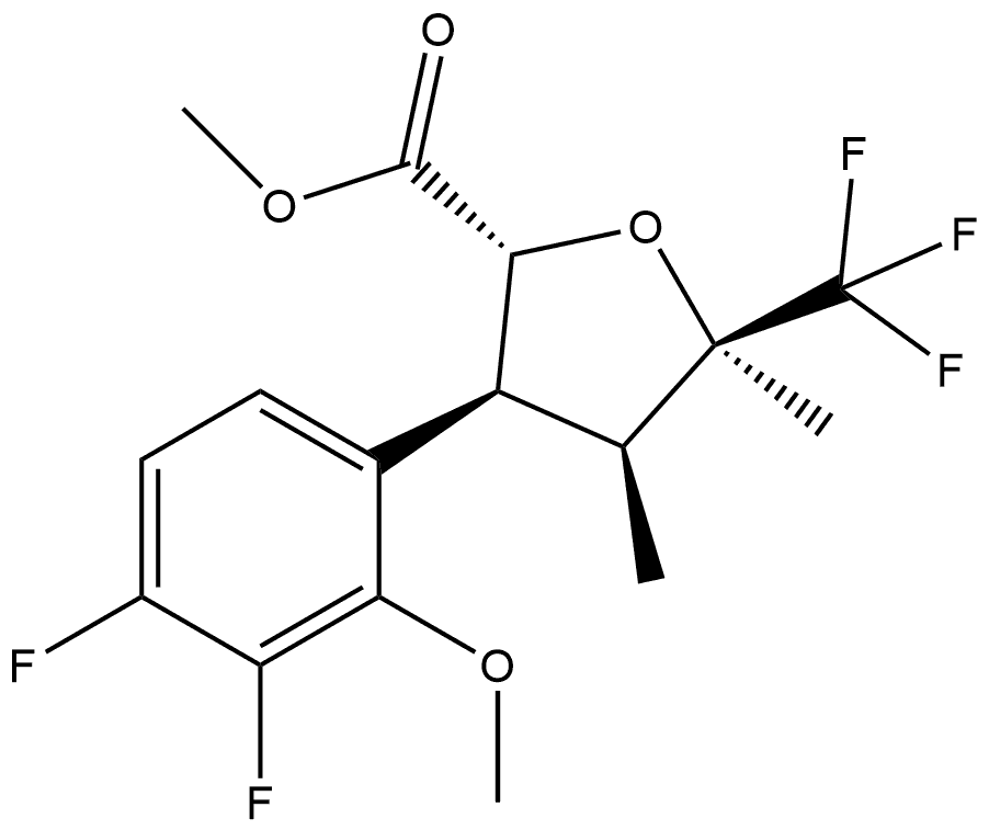 methyl rac-(2R,3S,4S,5R)-3-(3,4-difluoro-2-methoxyphenyl)-4,5-dimethyl-5-(trifluoromethyl)tetrahydrofuran-2-carboxylate Struktur