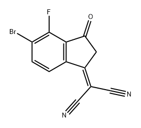 Propanedinitrile, 2-(5-bromo-4-fluoro-2,3-dihydro-3-oxo-1H-inden-1-ylidene)- Struktur