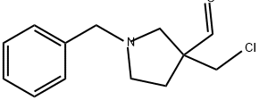 3-Pyrrolidinecarboxaldehyde, 3-(chloromethyl)-1-(phenylmethyl)- Struktur