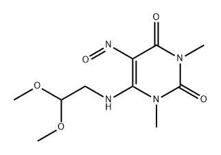 2,4(1H,3H)-Pyrimidinedione, 6-[(2,2-dimethoxyethyl)amino]-1,3-dimethyl-5-nitroso- Struktur