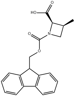 1,2-Azetidinedicarboxylic acid, 3-methyl-, 1-(9H-fluoren-9-ylmethyl) ester, (2R,3S)- Struktur