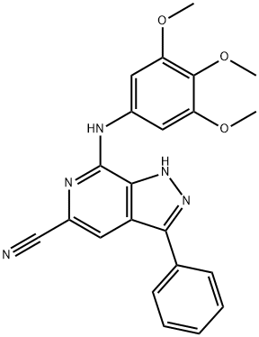 3-Phenyl-7-[(3,4,5-trimethoxyphenyl)amino]-1H-pyrazolo[3,4-c]pyridine-5-carbonitrile Struktur