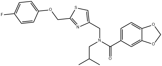 1,3-Benzodioxole-5-carboxamide, N-[[2-[(4-fluorophenoxy)methyl]-4-thiazolyl]methyl]-N-(2-methylpropyl)- Struktur