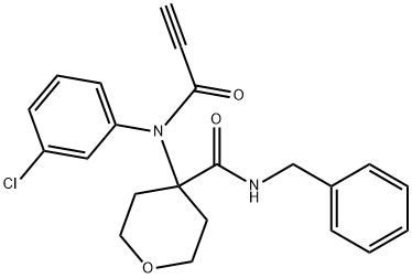 2H-Pyran-4-carboxamide, 4-[(3-chlorophenyl)(1-oxo-2-propyn-1-yl)amino]tetrahydro-N-(phenylmethyl)- Struktur