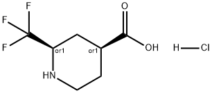 4-Piperidinecarboxylic acid, 2-(trifluoromethyl)-, hydrochloride (1:1), (2R,4S)-rel- Struktur