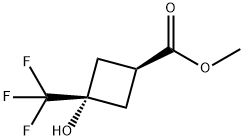 Cyclobutanecarboxylic acid, 3-hydroxy-3-(trifluoromethyl)-, methyl ester, cis- Struktur