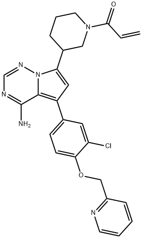 2-Propen-1-one, 1-[3-[4-amino-5-[3-chloro-4-(2-pyridinylmethoxy)phenyl]pyrrolo[2,1-f][1,2,4]triazin-7-yl]-1-piperidinyl]- Structure