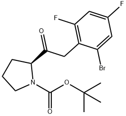 1-Pyrrolidinecarboxylic acid, 2-[2-(2-bromo-4,6-difluorophenyl)acetyl]-, 1,1-dimethylethyl ester, (2S)- Struktur